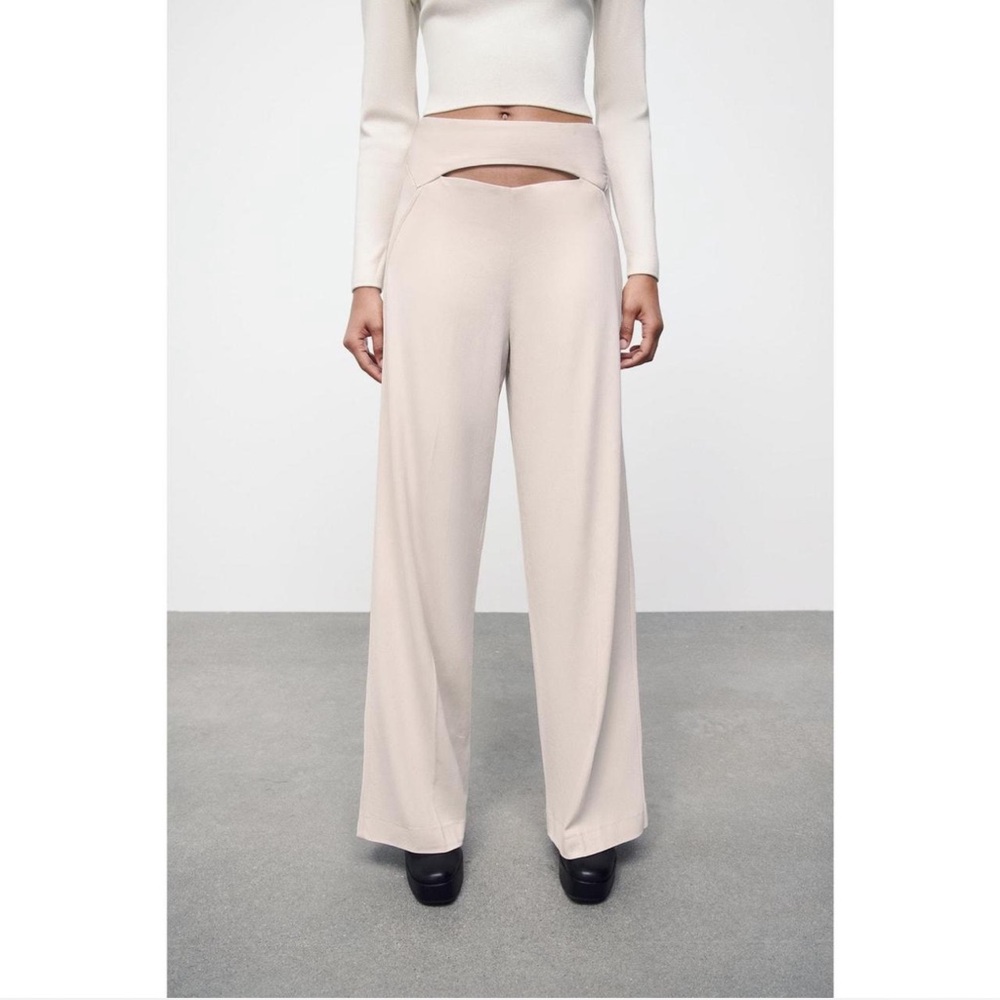 Zara High Waisted Trousers with Cutout Opening
